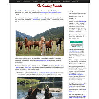 Old Cowboy Ranch - Westbridge - Rock Creek - Kettle River - BC - riverside - horse - camping  - horse back riding - Guest Cabins