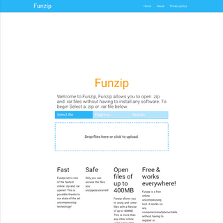 Funzip - The quickest way to open .zip and .rar files online!