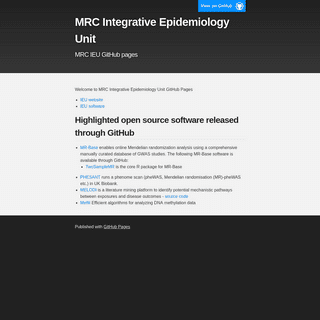 MRC Integrative Epidemiology Unit | MRC IEU GitHub pages
