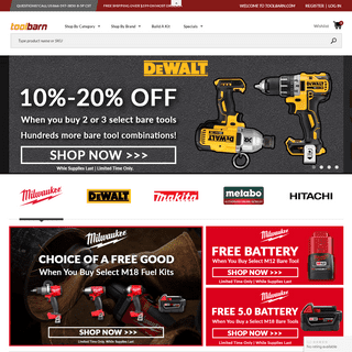 Power Tools, Hand Tools, and Accessories from Milwaukee, DeWalt, Makita and 170 Other Brands - Toolbarn.com