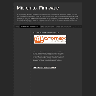 Micromax Firmware: ALL MICROMAX FIRMWARE LIST