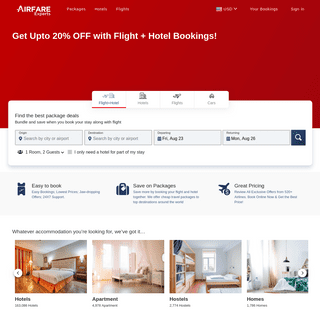 Find and compare the best flights and hotel deals - AirfareExperts