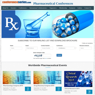 Pharmaceutical Conferences | Pharma Conferences | Drug Conferences | 2018 | 2019 | Conference Series Ltd Conferences