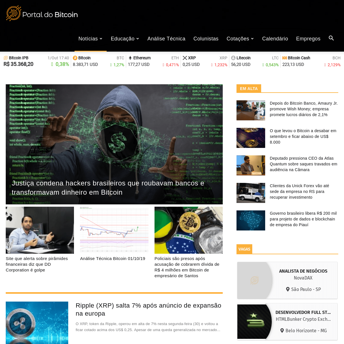 Portal do Bitcoin - Notícias sobre Bitcoin, Criptoativos e Blockchain