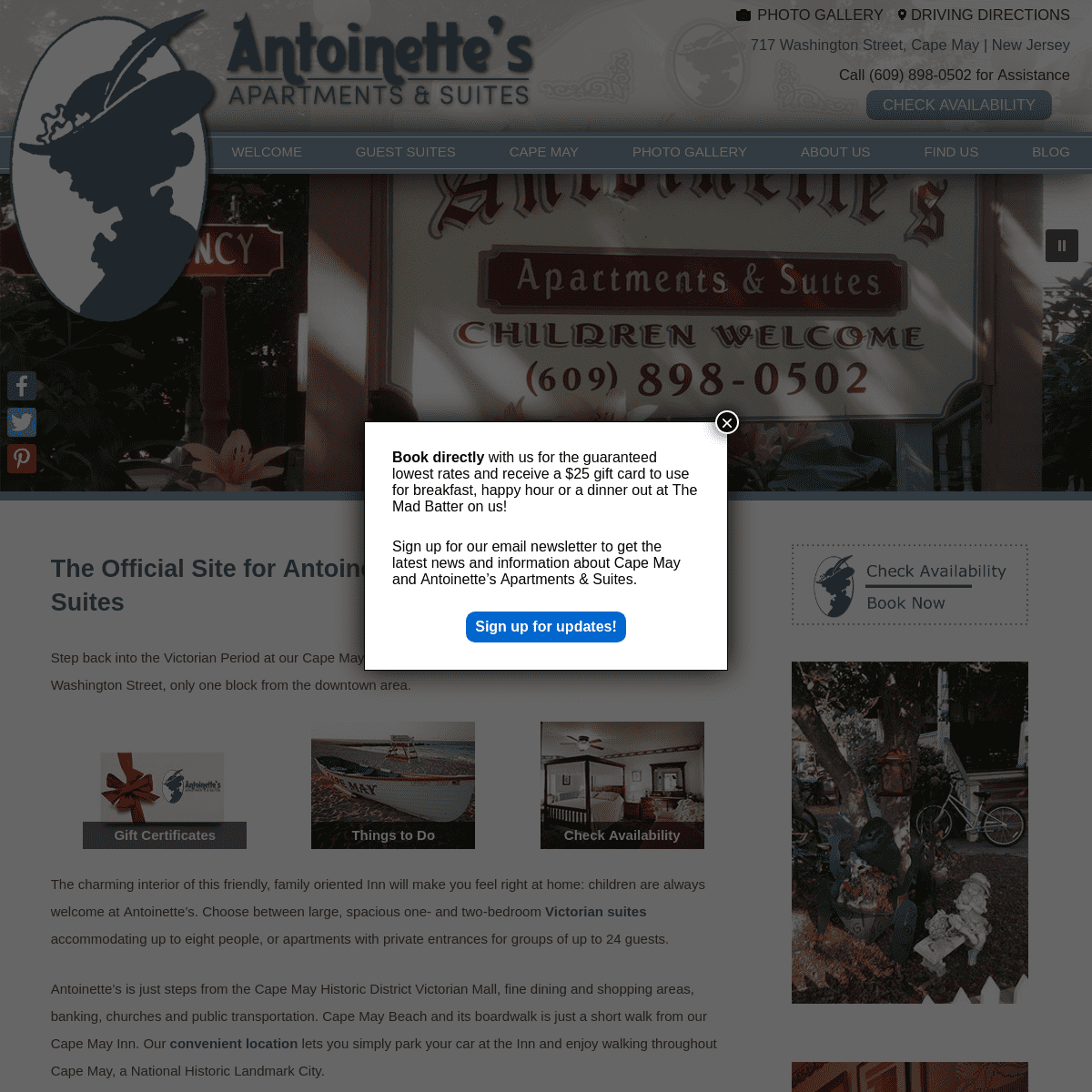 Antoinette's Apartments & Suites Official Site Lodging in Cape May NJ