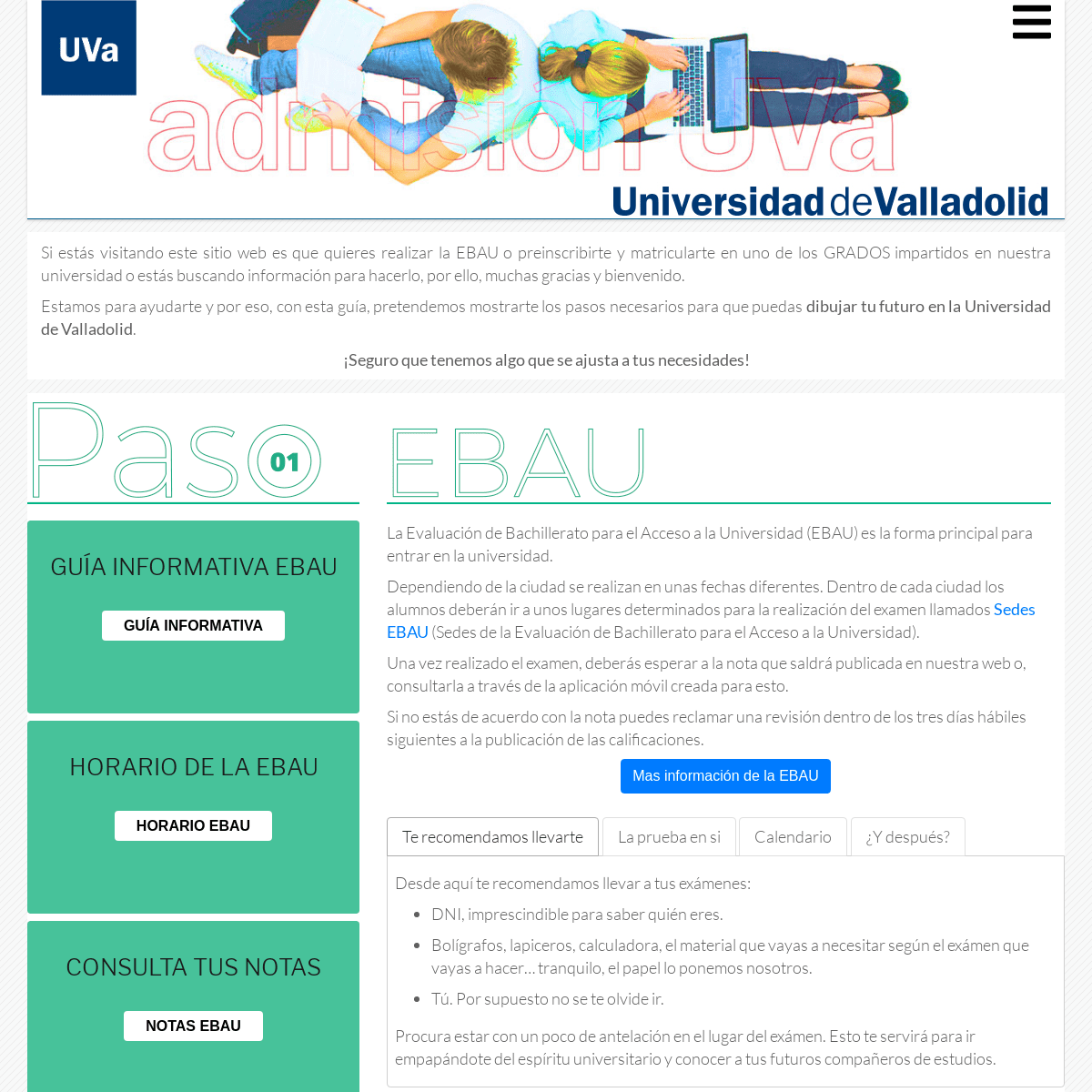 Admision. Universidad de Valladolid - Admision