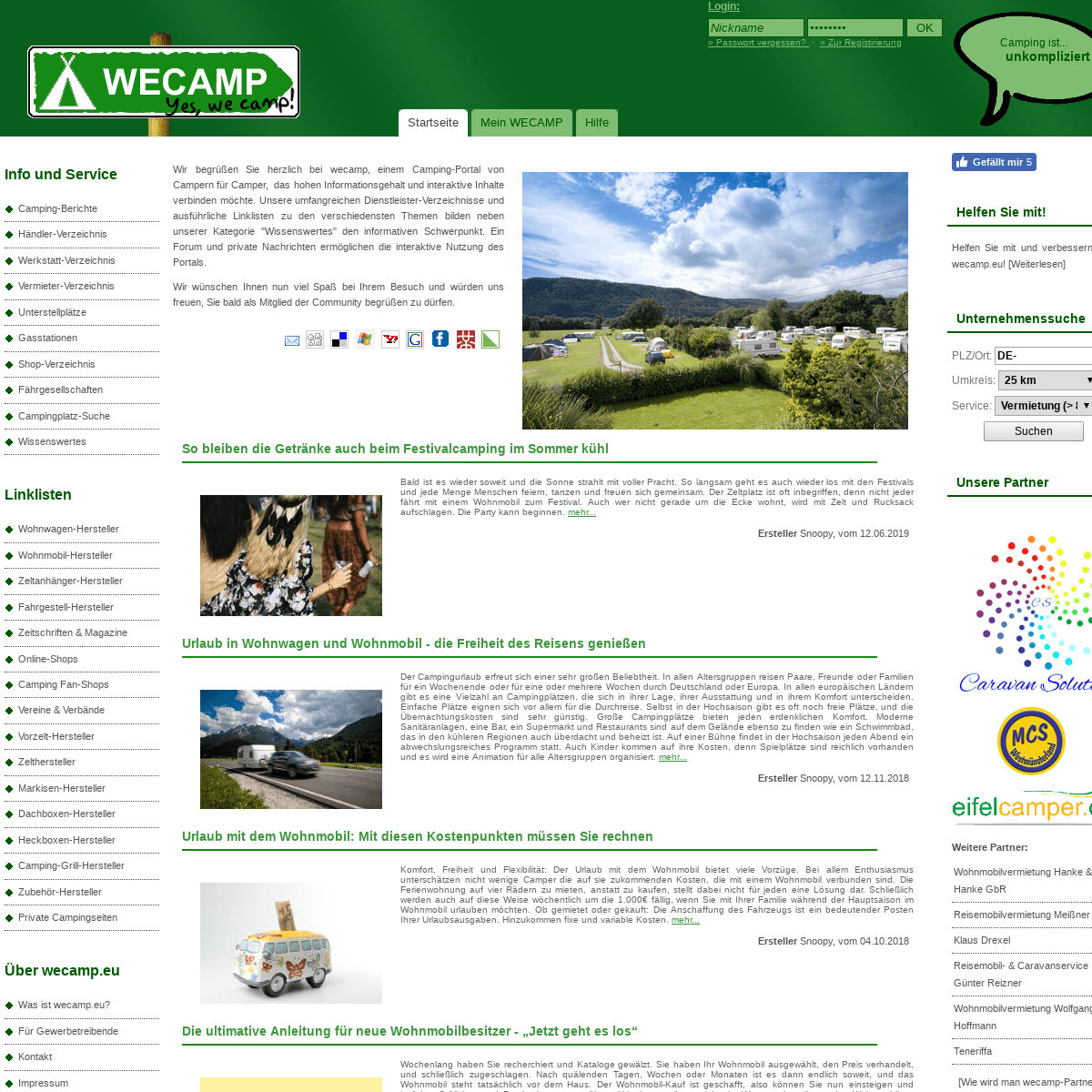 wecamp.eu - Das Informations-Portal rund um den Camping-Urlaub