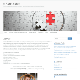 U CAN LEARN â€“ Utah Center For Advanced Neuroscience, Learning Enhancement and Research Network