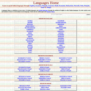 Languages Home - Learn Indian and foreign languages through English or other Indian languages