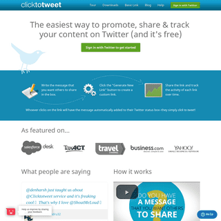 Click to Tweet | The easy, tweet about this link generator | Twitter advertising & marketing tool · ClickToTweet.com