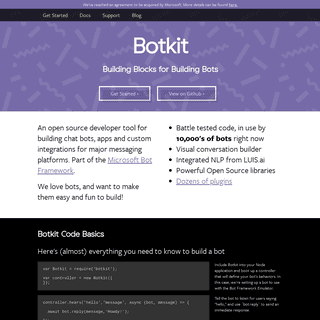 Botkit: Building Blocks for Building Bots