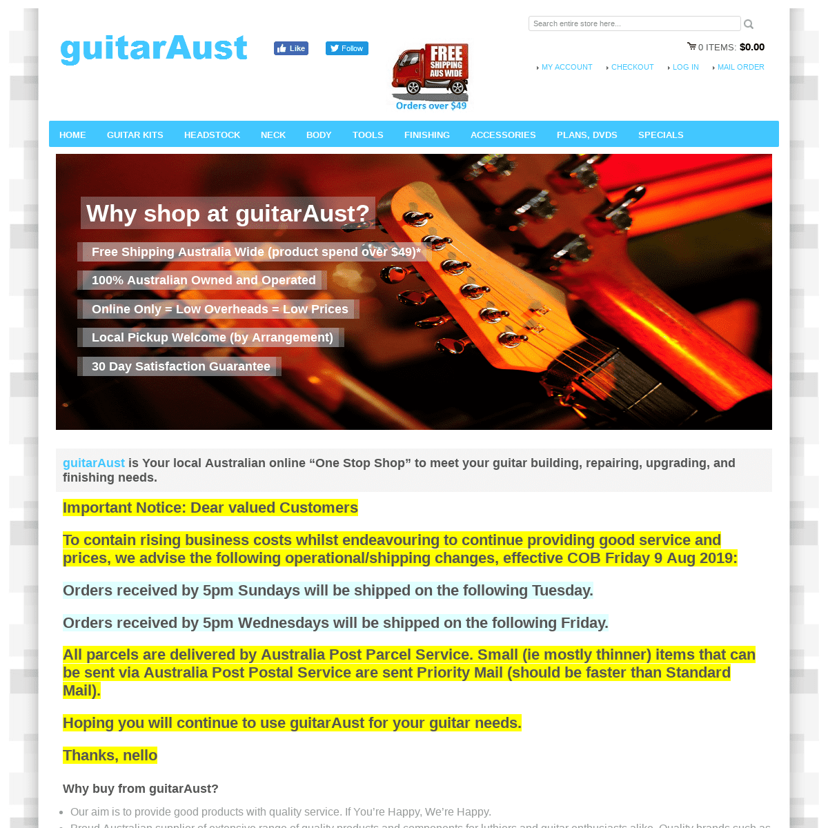 guitarAust - Your online “One Stop Shop” to meet your guitar building, repairing, upgrading, and finishing needs.