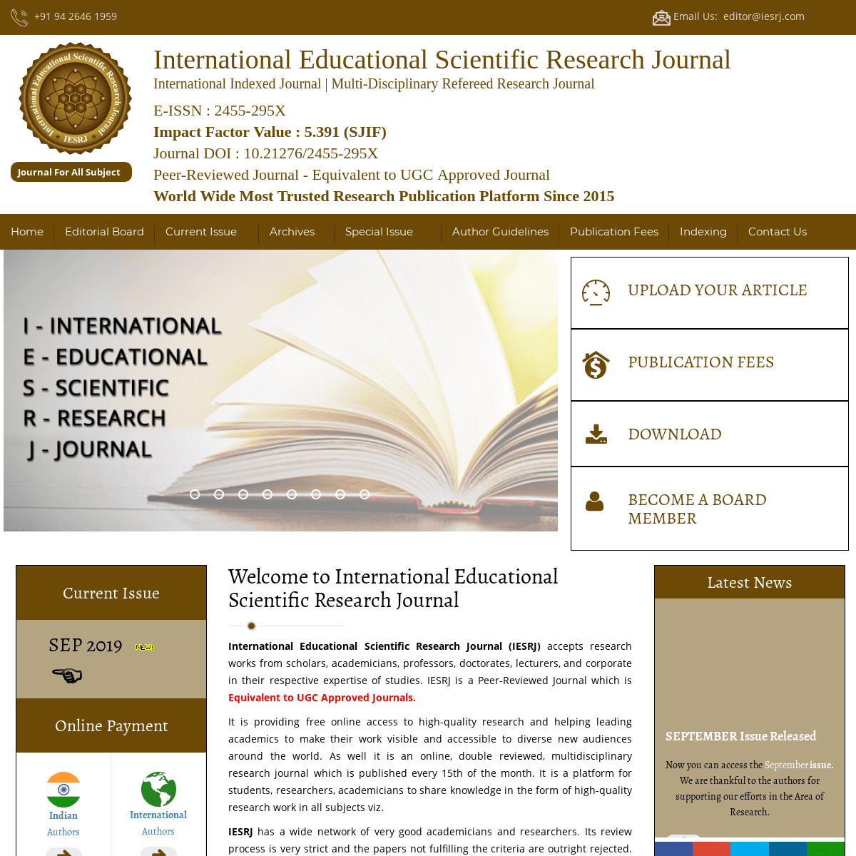 International Educational Scientific Research Journal - IESRJ ( Peer-Reviewed Monthly Research Journal and International Indexed