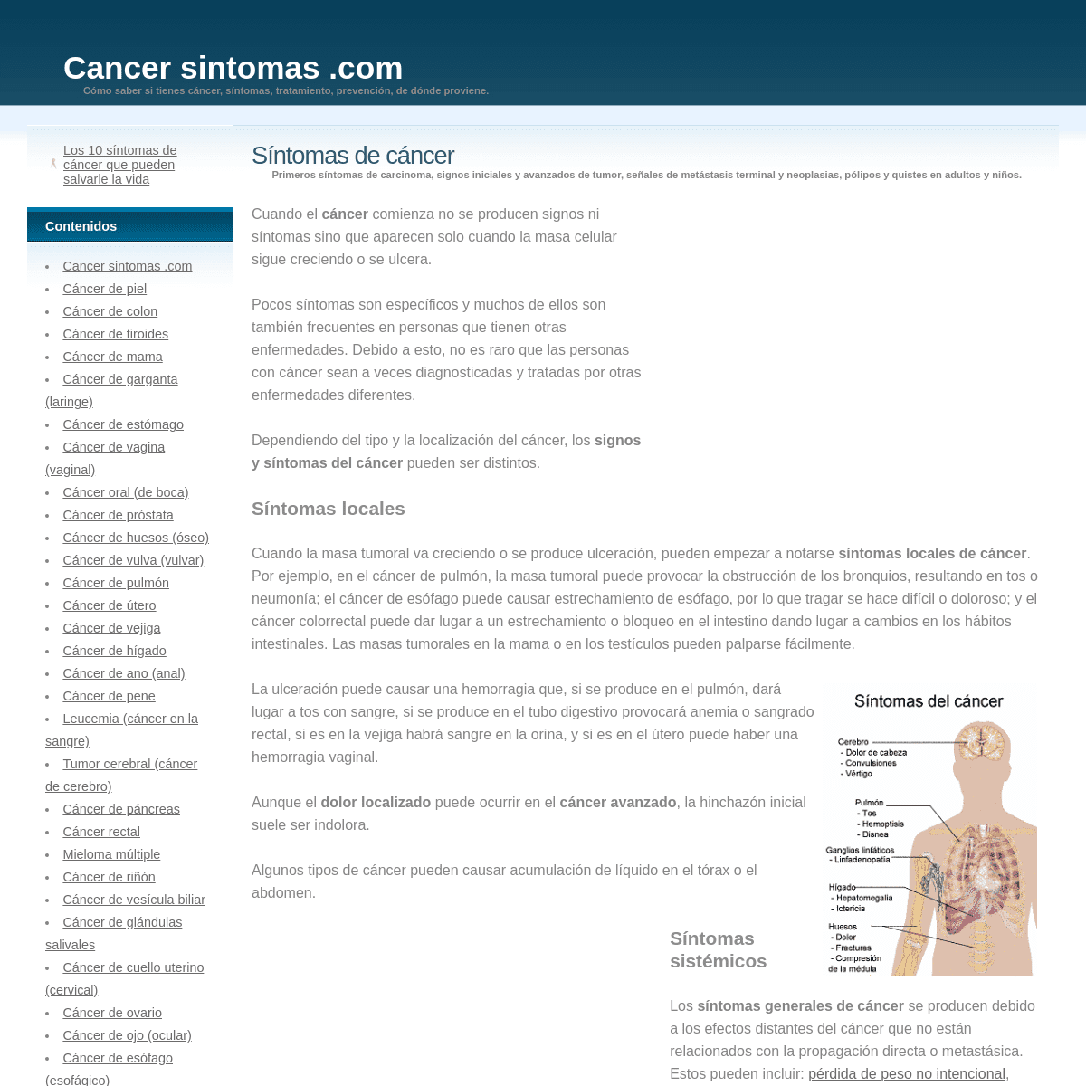 A complete backup of cancersintomas.com