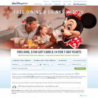 Walt Disney World® 2020 Packages | Free Dining + $100 Disney Spending Money + 14 for 7-Day Tickets | Official Site