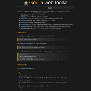Gorilla, the golang web toolkit