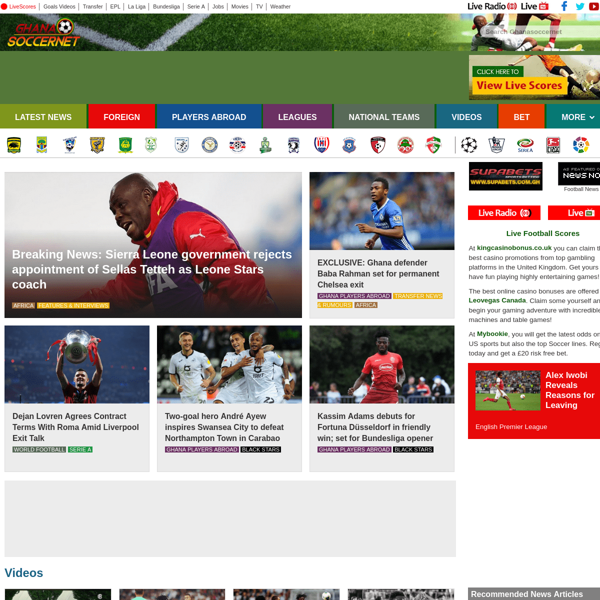Ghana Latest Football News, Live Scores, Results - GHANAsoccernet