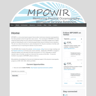 MPOWIR – Mentoring Physical Oceanography Women to Increase Retention