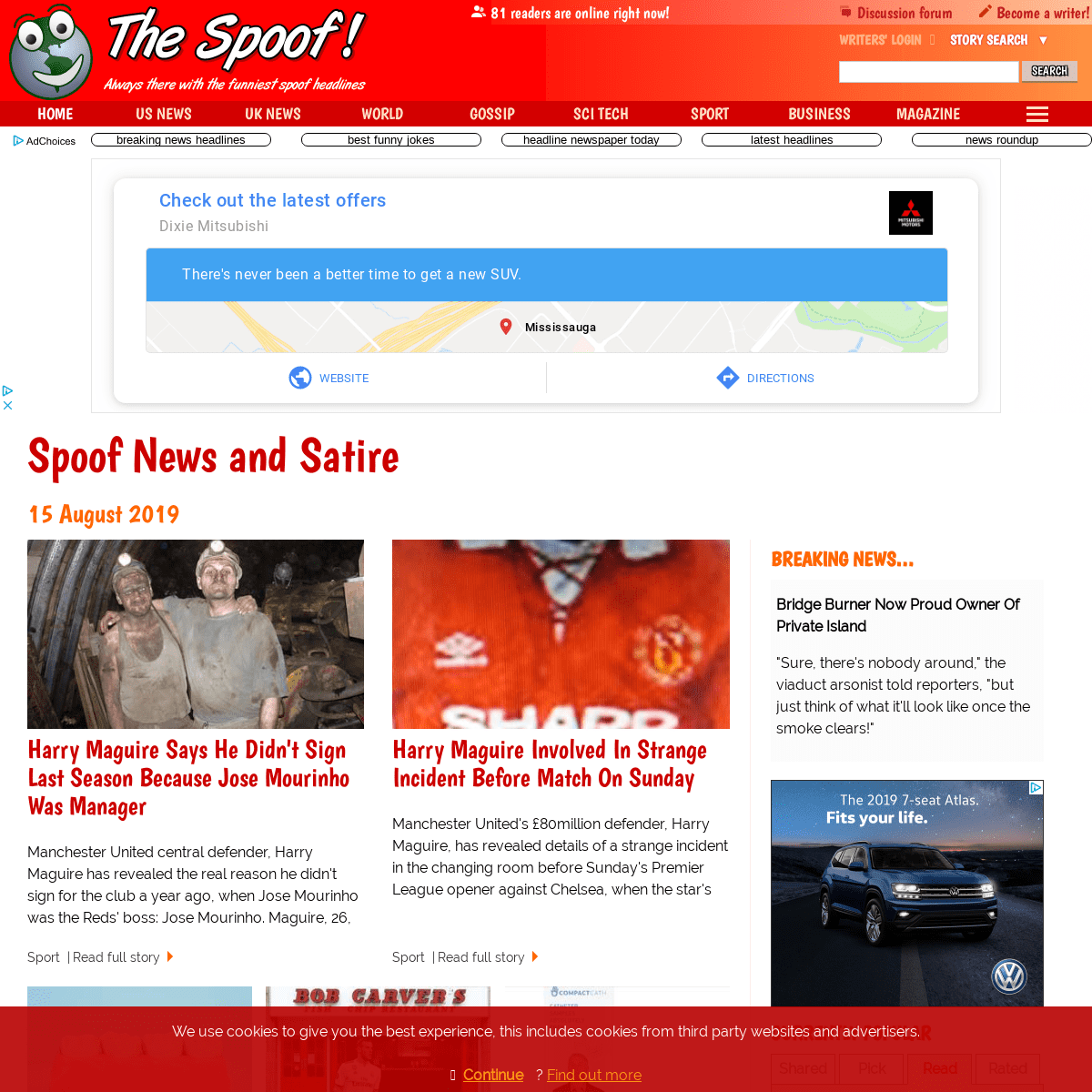 The Spoof - spoof news headlines, parody and political satire stories