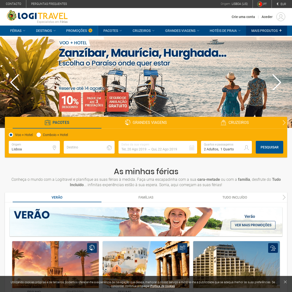 Promoções de Viagens, Hotéis, Voos baratos, Cruzeiros. Reserve a sua viagem em Logitravel.pt