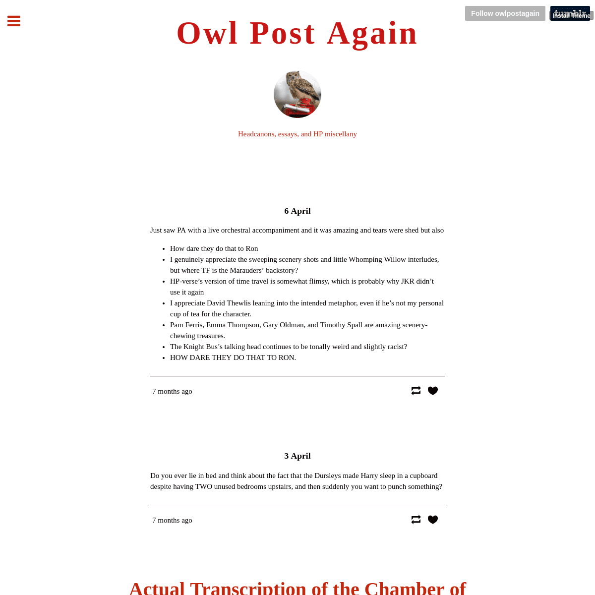 A complete backup of owlpostagain.tumblr.com