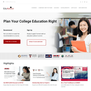EduAdvisor: Compare, Plan and Apply For Tertiary Education in Malaysia