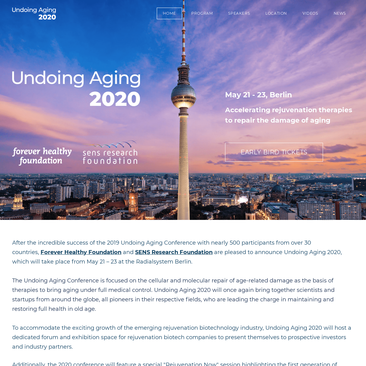 Undoing Aging 2020 - Undoing Aging 2020