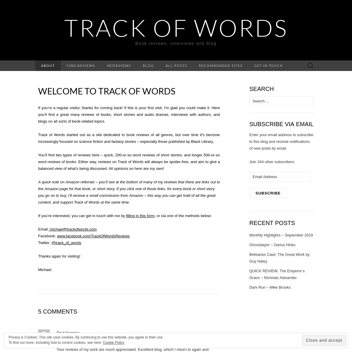 Track of Words – Book reviews, interviews and blog