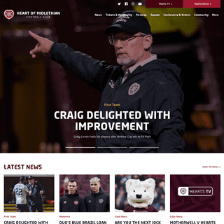 Main page of Heart of Midlothian Football Club