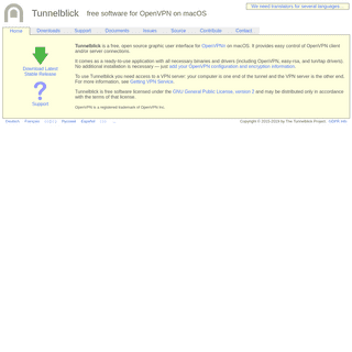Tunnelblick - Free open source OpenVPN VPN client server software for macOS