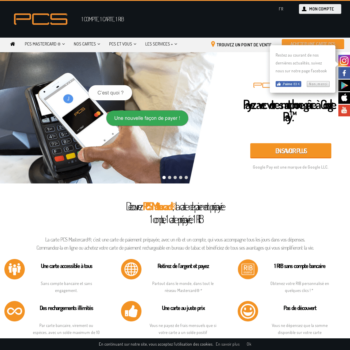 PCS Mastercard Carte et RIB sans compte bancaire