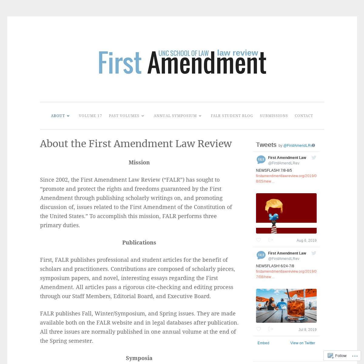 A complete backup of firstamendmentlawreview.org
