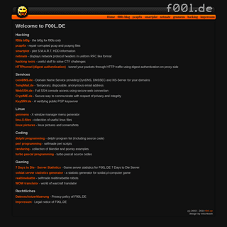 F00L.DE | LiNUX, HACKiNG AND PROGRAMMiNG HOMEPAGE