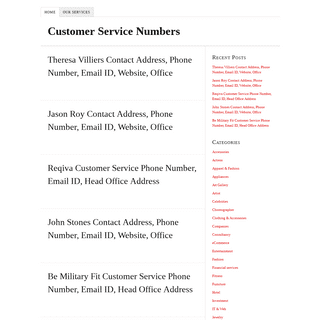 Customer Service Numbers -