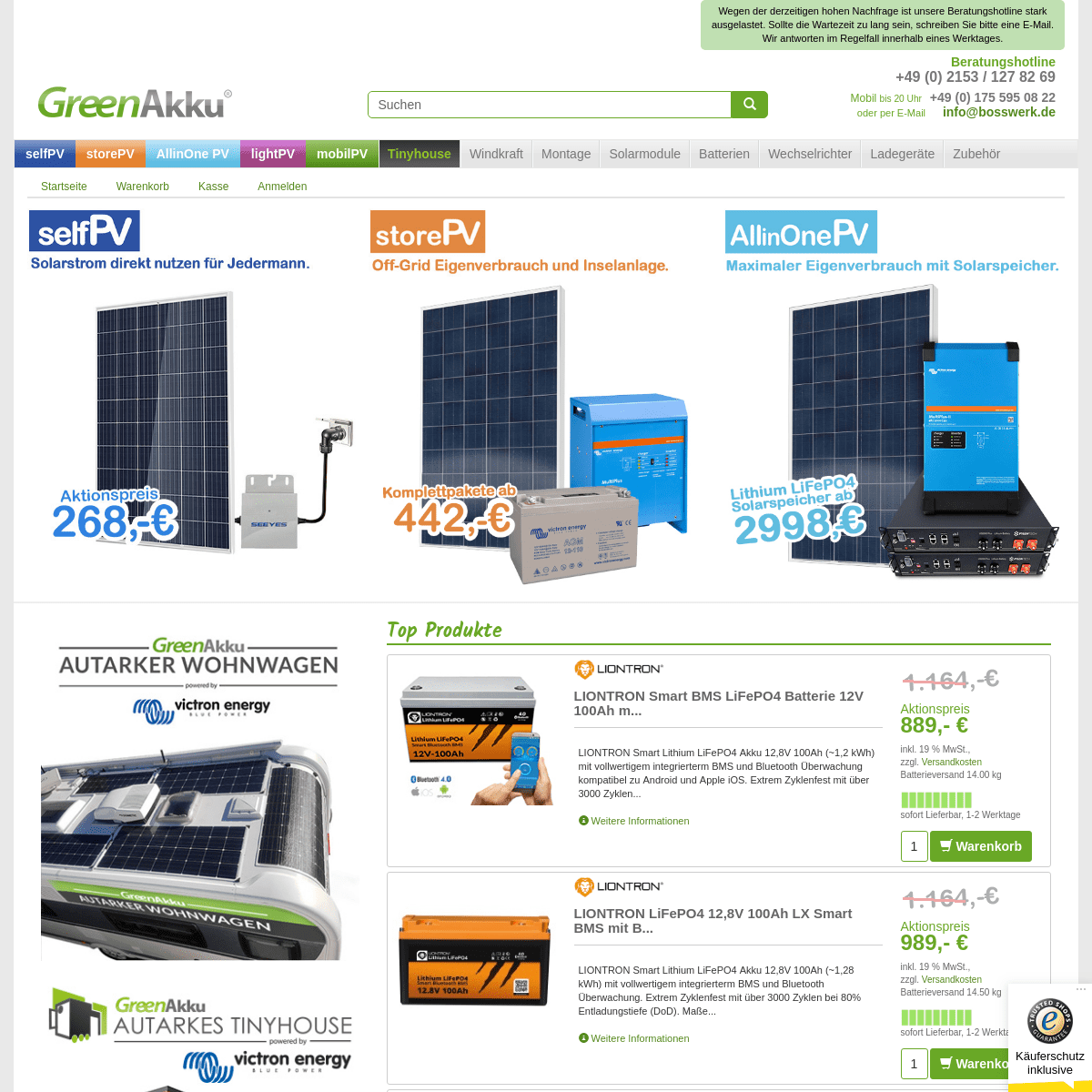 GreenAkku - Photovoltaik, Solaranlagen, Batterie, Akkus Shop
