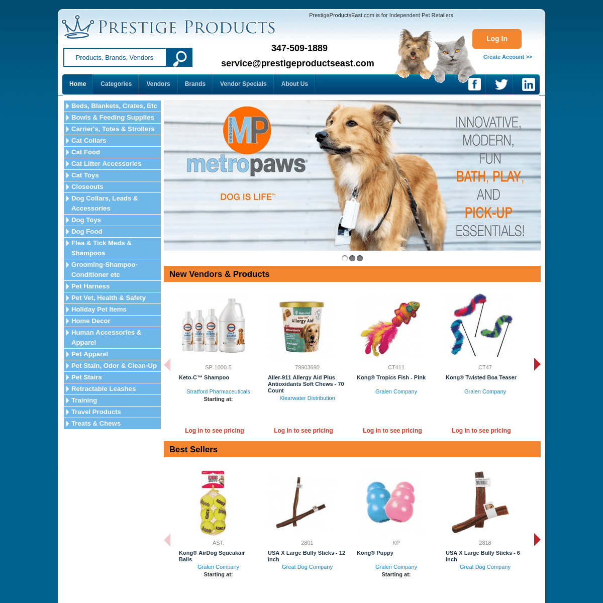 PrestigeProductsEast.com is where pet product retailers shop for their stores.