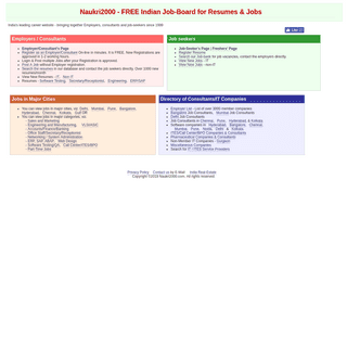 Naukri2000 - Free Resumes, Jobs postings & Directory of Indian Job Consultants