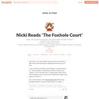 Nicki Reads 'The Foxhole Court'