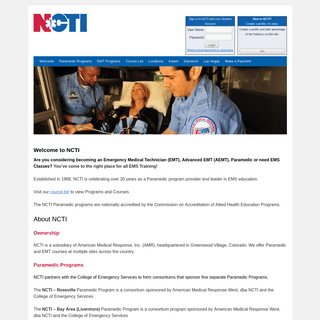 Welcome to NCTI - The nationâ€™s largest EMS training facility.NCTI - National leader in Paramedic & EMS training