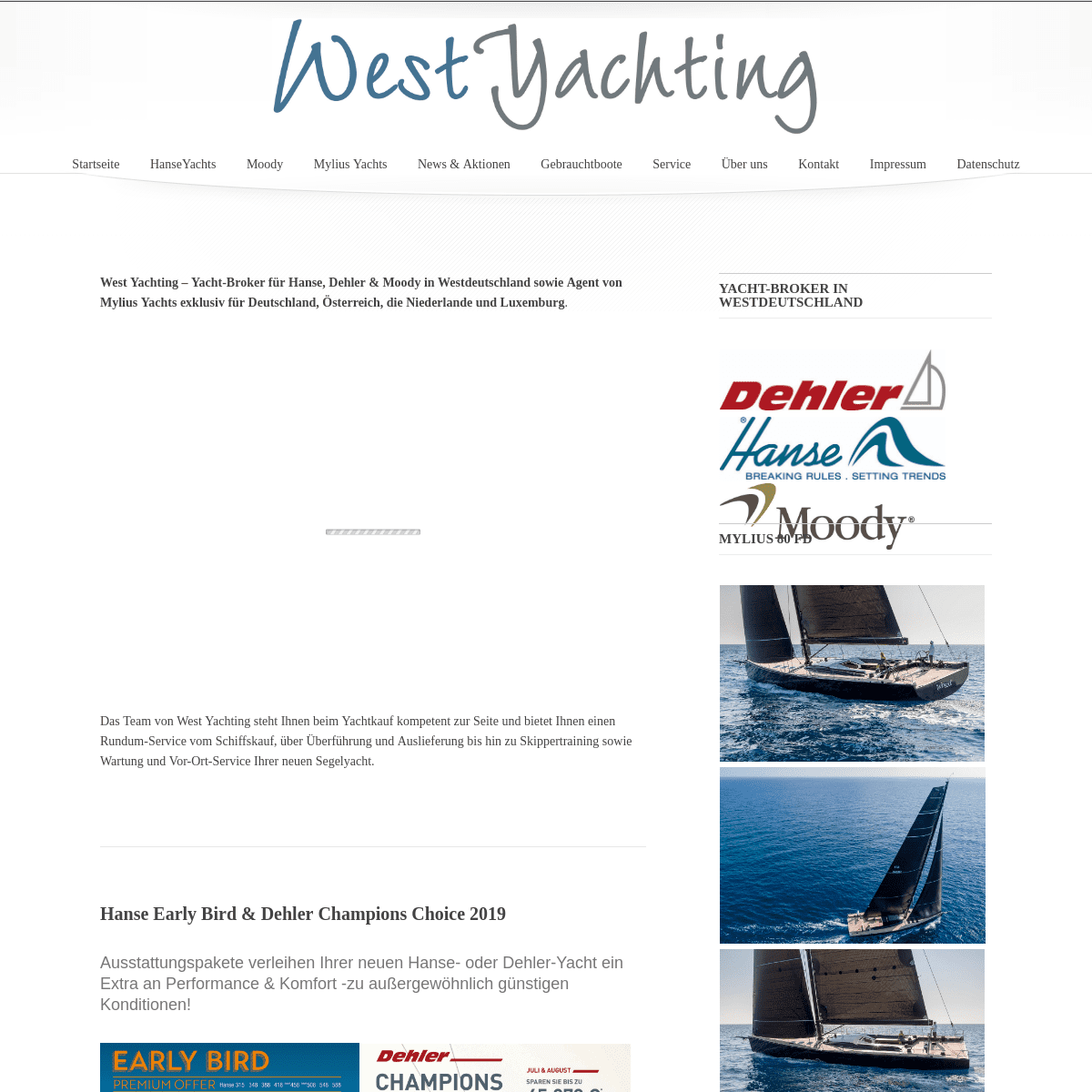 West Yachting - Yachthändler für Hanse, Dehler und Moody in Westdeutschland sowie exklusiver Agent für Mylius Yachts in Deutschl