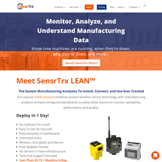 SensrTrx - Manufacturing Analytics, Real Time OEE