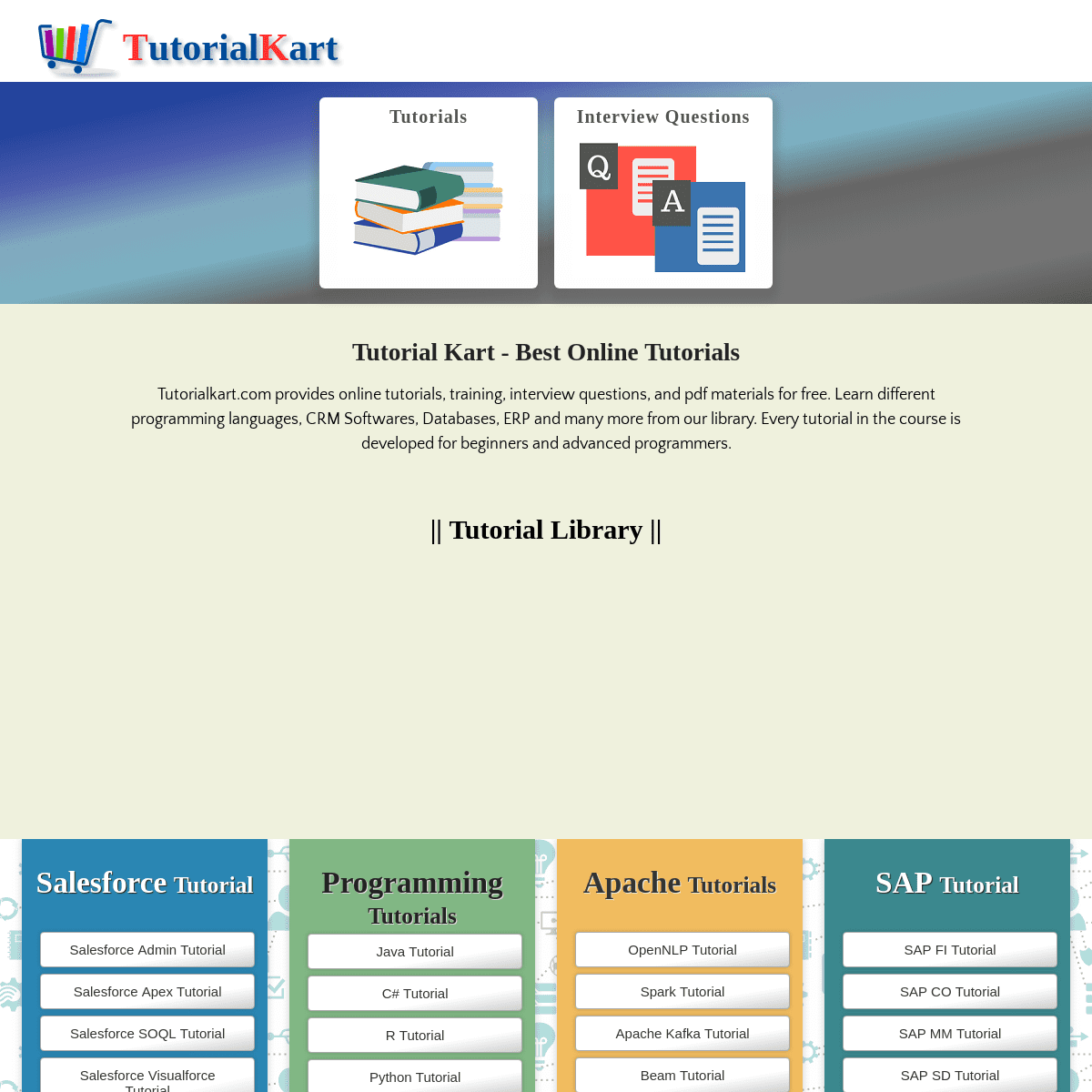Tutorial Kart - Best Online Learning Site for Free Tutorials, Online Training, Courses, Materials and Interview Questions - SAP 