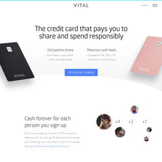 VITAL Card - The Credit Card That Pays You To Share and Spend Responsibly