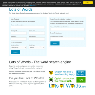 Lots of Words - The word search engine