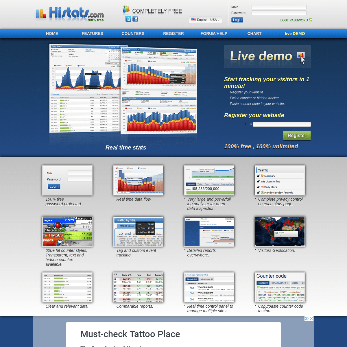 Histats.com Counter ,the free web stats and stat counter, hit counter, free web tracker and tracking tools, professional and fre