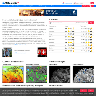 Weather for Canada - Swiss Quality Weather Forecasting - Meteologix.com