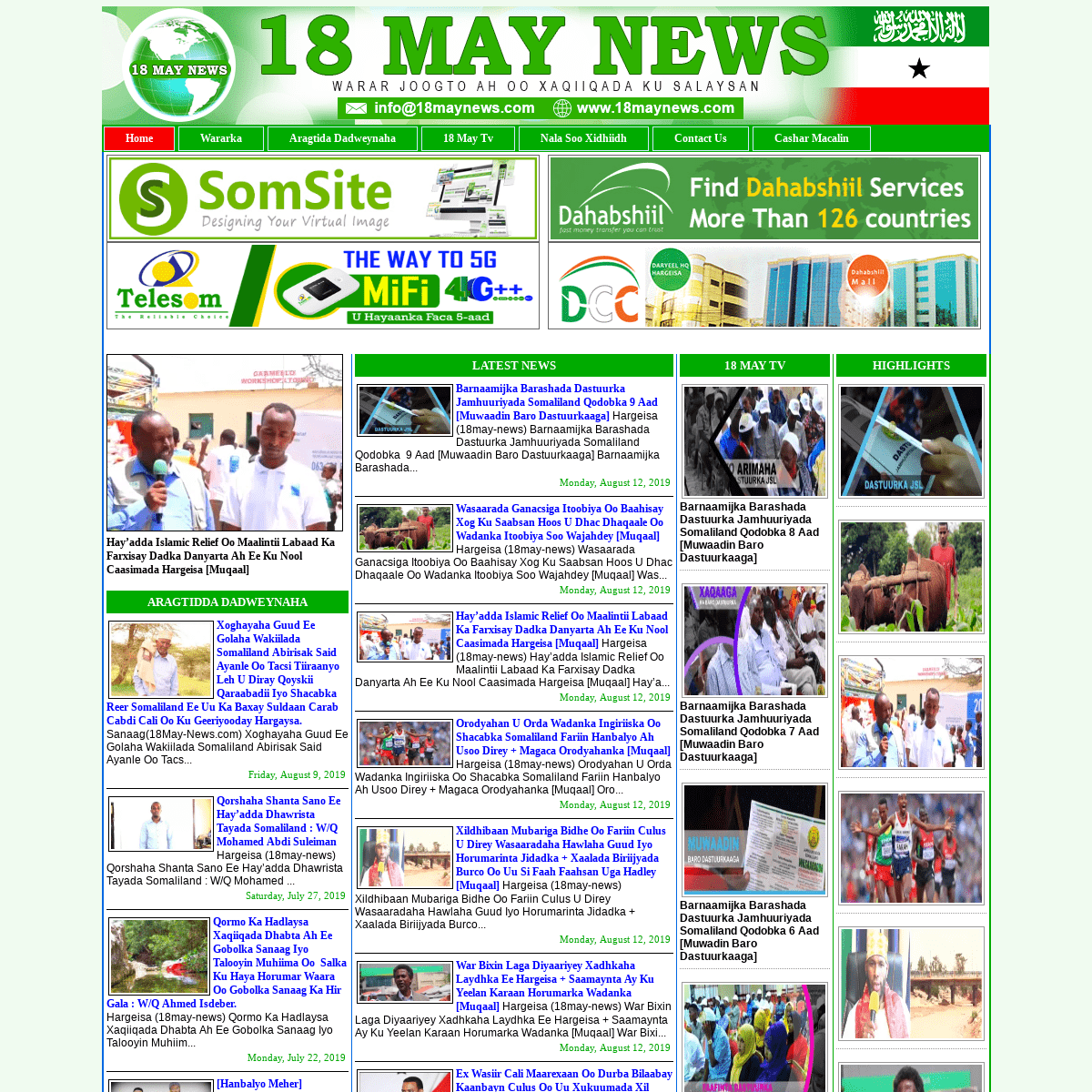 18 May News - Somaliland News