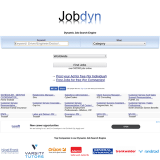 Search a job in over 200 countries and in over 20 categories. Over 500000 Jobs worldwide - The Dynamic Job Search Engine