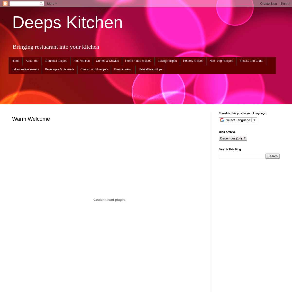 Deeps Kitchen: Warm Welcome