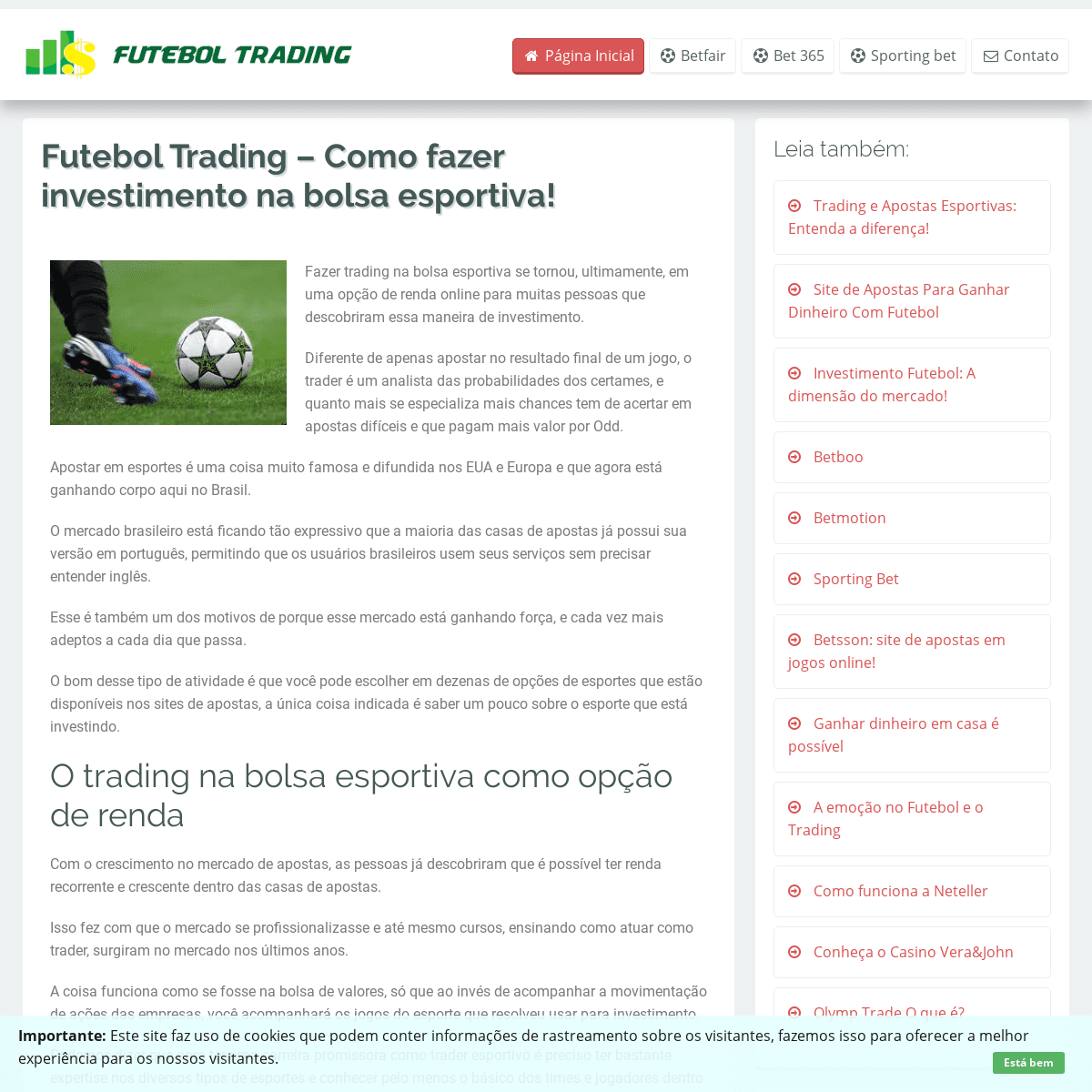 Futebol Trading - Como Fazer Investimento na Bolsa Esportiva!